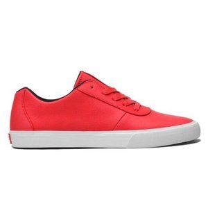 $90 Supra Cuttler Low Fashion Sneakers Chili Red Wrinkled Satin Tuf Size 9